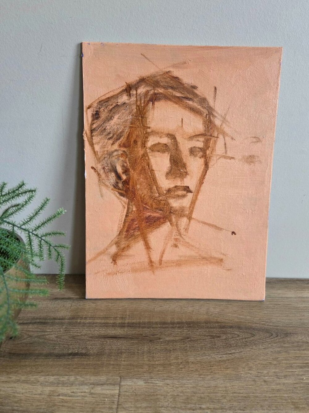 Art Study Sketch on Board Oil Painting Woman's Head